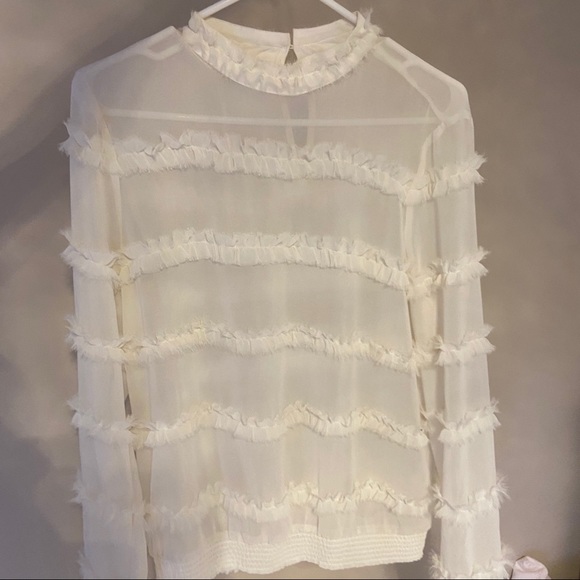 GUESS white chiffon ruffle blouse - Picture 2 of 3